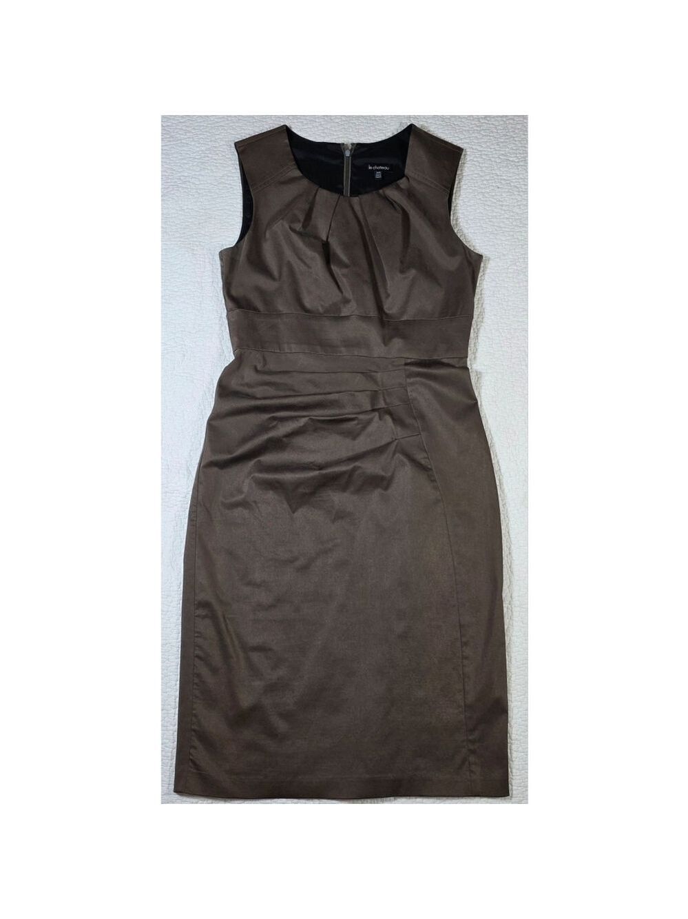 Le Chateau Elegant Olive Brown Sleeveless Dress